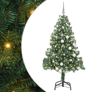 vidaXL Božično drevo med 300 LED z stojalom Zelena 180 cm PVC